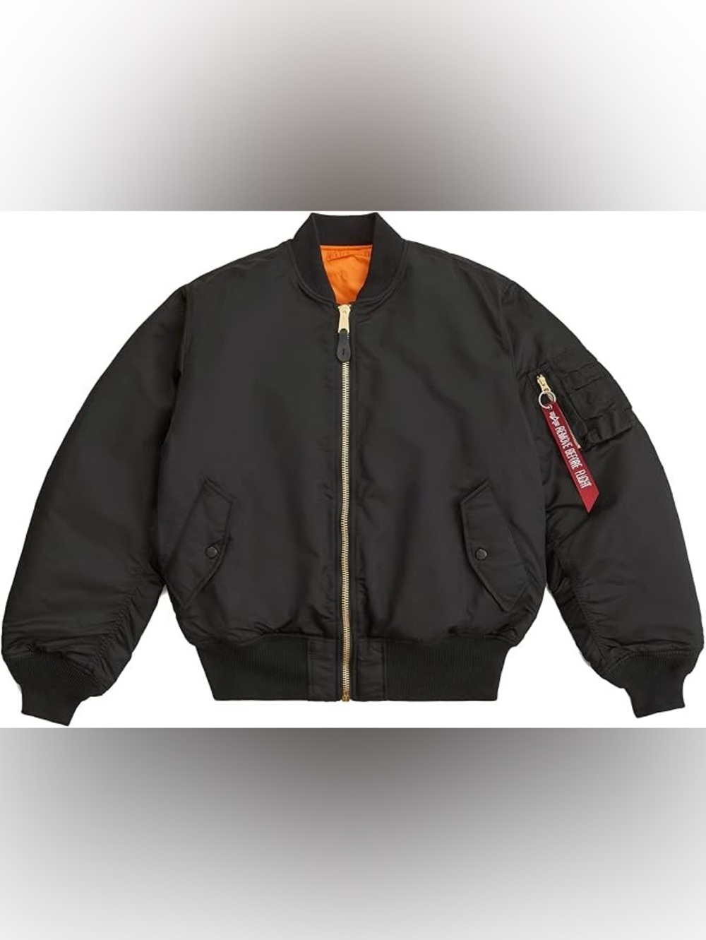 Alpha Industries MA-1 Black& Orange Reversible Bomber Jacket Size M Slim Fit